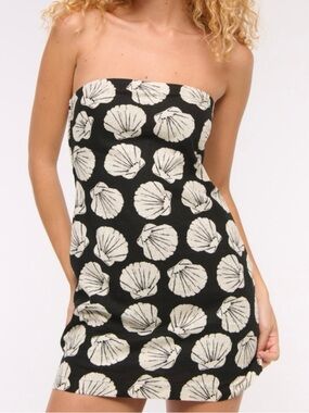 Abercrombie & Fitch Black Strapless Shell-Print Mini Dress